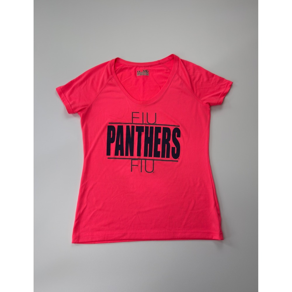 Under Armour FIU Panthers Shirt Women M Pink Good V-Neck Graphic Tee